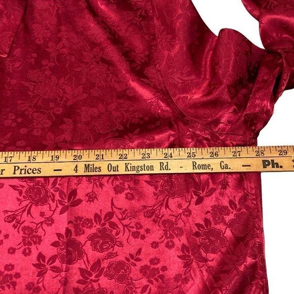 Coofandy Solid Red Floral Design Button Down Long Sleeve Blouse Ladies Size XXXL - Picture 8 of 10